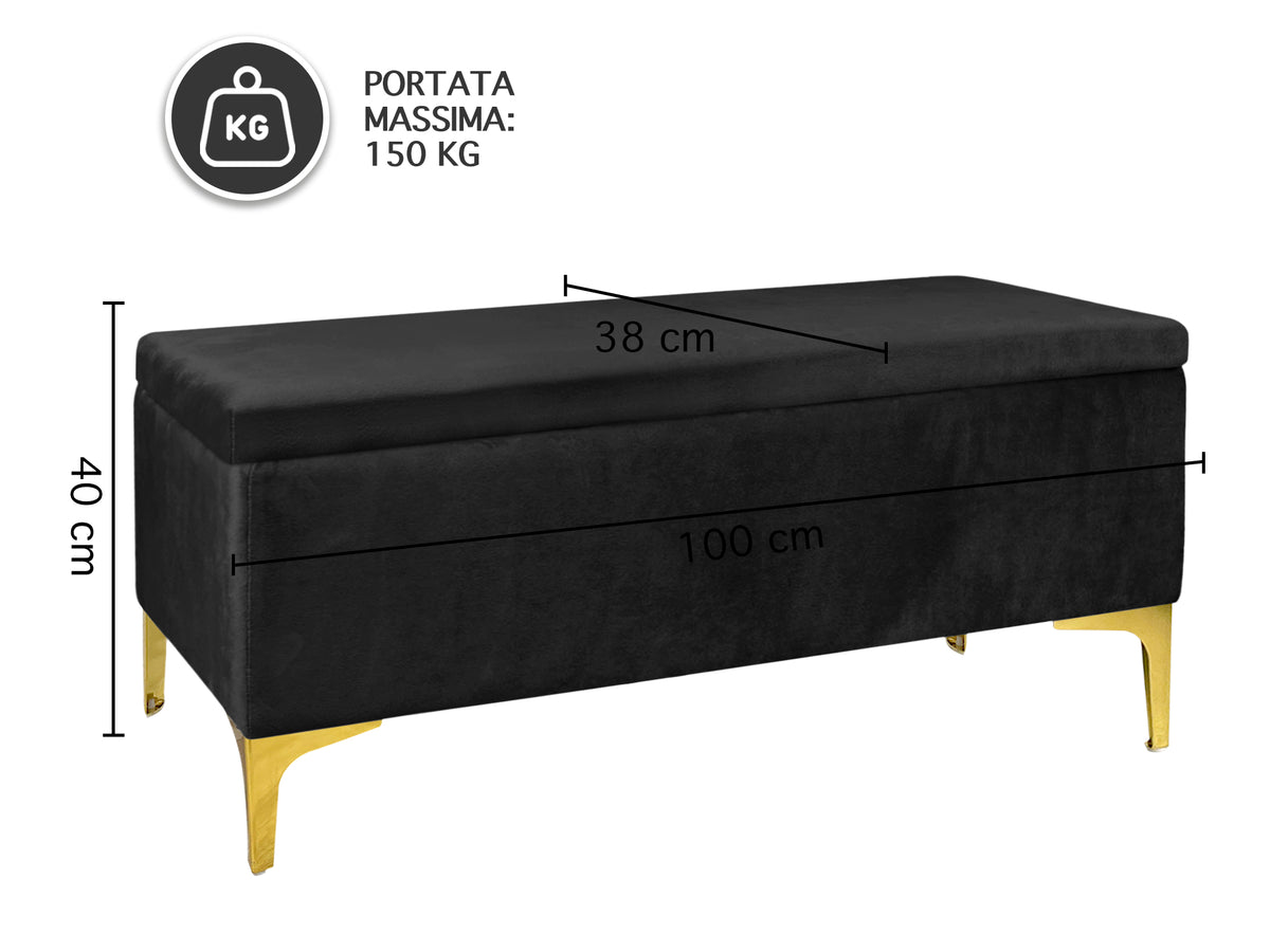 Pouf Panca Imbottita Divanetto In Velluto Contenitore PortaOggetti Panca Sgabello A Pie Di Letto Con Gambe In Metallo Dorato Legno Massello