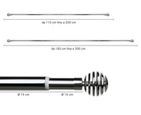 Bastone Per Tenda In Alluminio Estensibile 2 Misure 110/200 Cm 160/300 Cm Vari Terminali Lucidi e Satinati Supporti E Anelli Inclusi Bastoni Per Tende Staffa Tendaggi