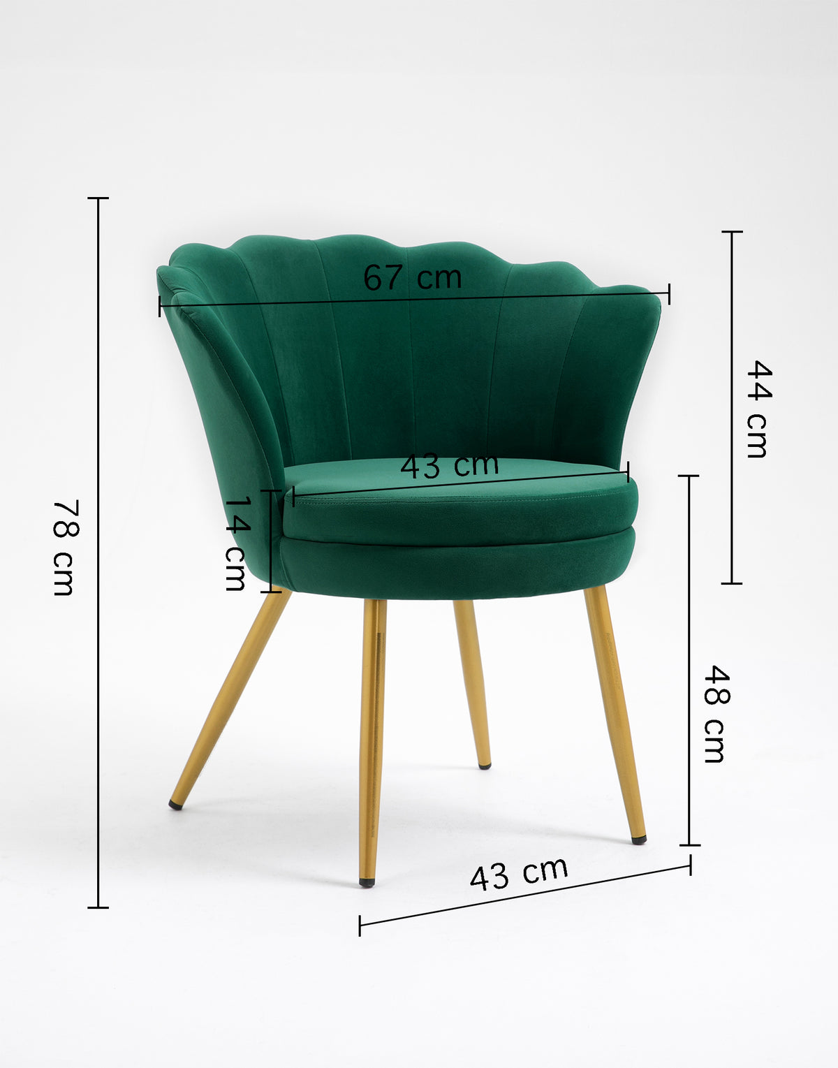 Poltrona Conchiglia Camera da Letto in Velluto Design Moderno, Sedia Classica con Gambe in Metallo Placcato Oro con Seduta Morbida Imbottita Modello Maddina