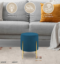 Pouf Poggiapiedi In Velluto Con Gambe Dorate Elegante Imbottito Sgabello Per Toeletta Mobile Trucco Ottomano Ingresso Tavolino Camera Da Letto Soggiorno Salotto Rotondo