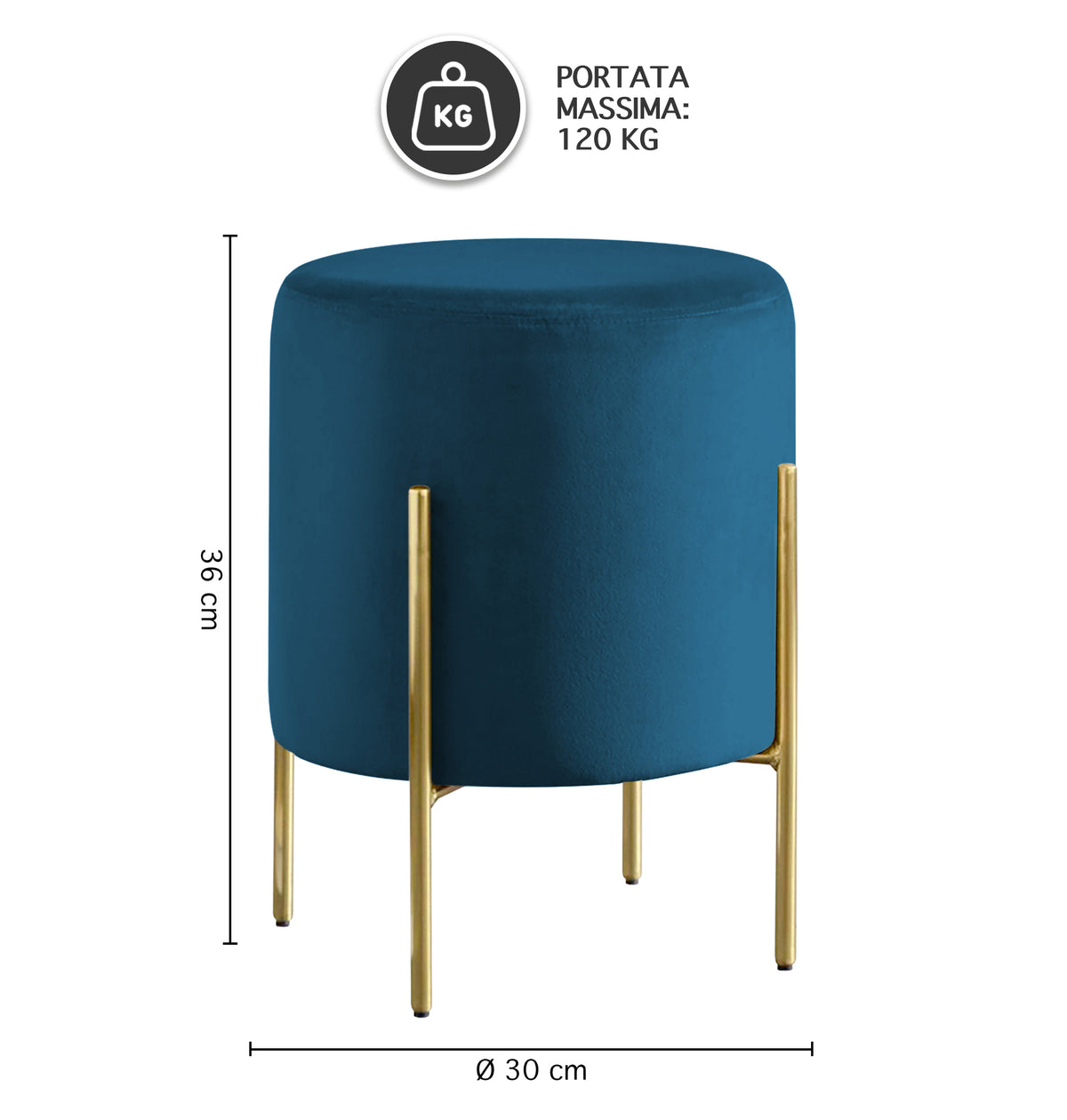 Pouf Poggiapiedi In Velluto Con Gambe Dorate Elegante Imbottito Sgabello Per Toeletta Mobile Trucco Ottomano Ingresso Tavolino Camera Da Letto Soggiorno Salotto Rotondo