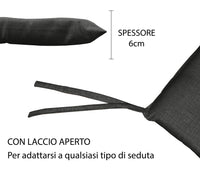 Cuscino arredo sedia Set 6 Cuscini Con Lacci, 4 Punti,Prodotto Italiano 40 x 40 in Spessore 6 Cm Lavorati a Mano mattonella 100% cotone