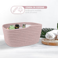 Set 4 Cestini Grandi In Corda Di Cotone Portaoggetti Moderni Tinta Unita Design Elegante Contenitori Impilabili Organizzazione Cestino Bagno Porta Lavette Accessori Stoccaggio