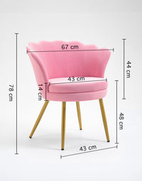 Poltrona Conchiglia Camera da Letto in Velluto Design Moderno, Sedia Classica con Gambe in Metallo Placcato Oro con Seduta Morbida Imbottita Modello Maddina