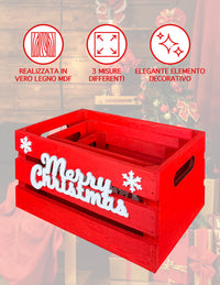 Set 3 Cassette In Legno Impilabili Fantasia Natale Merry Christmas Cassettina Multifunzione Rettangolari Porta Oggetti Porta Regali Decorazioni Natalizie Confezioni Regalo