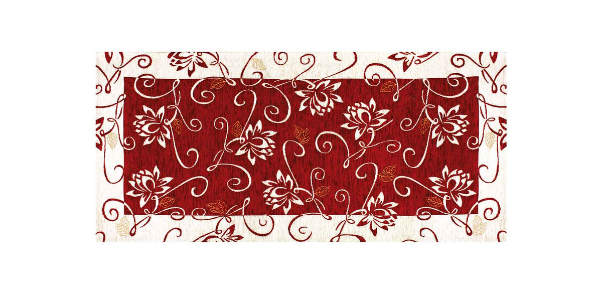 Tappeto Arredo Moderno Antiscivolo in Ciniglia Made in italy  Cotone Ninfea Rosso