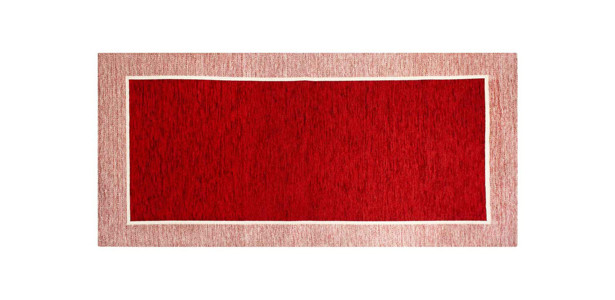 Tappeto Arredo Moderno Antiscivolo in Ciniglia Made in italy Cotone Roma Rosso