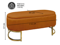 Panca Imbottita Divanetto In Velluto Contenitore Pouf PortaOggetti Panca Sgabello A Pie Di Letto Con Gambe In Metallo Dorato Cassapanca Ingresso Legno Massello Panchina