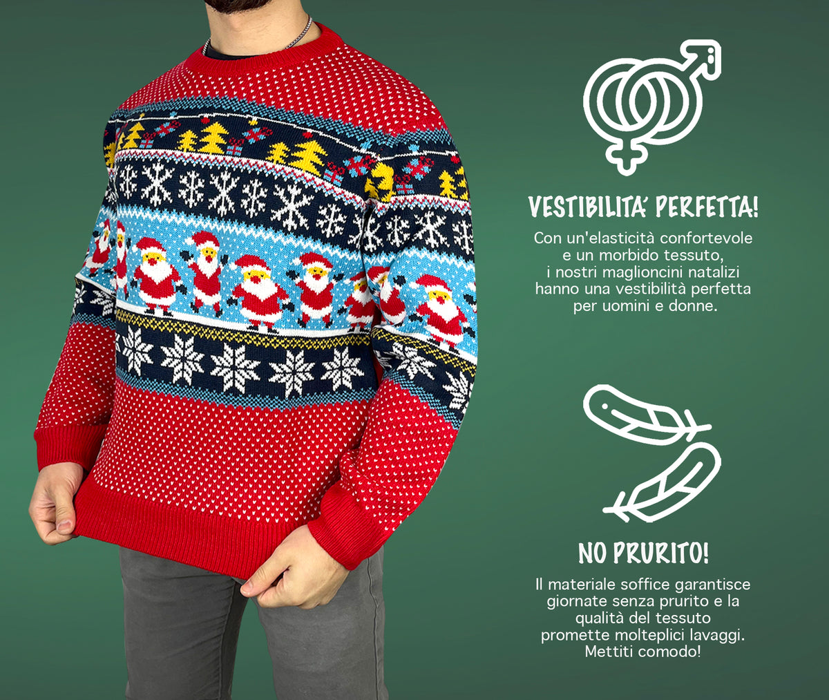 Maglione Natalizio Unisex Uomo Donna Maniche Lunghe Vestibilità Perfetta Senza Prurito Maglioncino  Pullover Natale Idee Regalo Maglioni Di Natale Di Coppia Famiglia