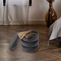 Pouf Poggiapiedi Design Moderno XL Con Contenitore Integrato Rotondo Imbottito In Velluto 40Cm Panca Moderna Cassapanca Soggiorno Panchina Ingresso Scarpiera Sgabello Grande