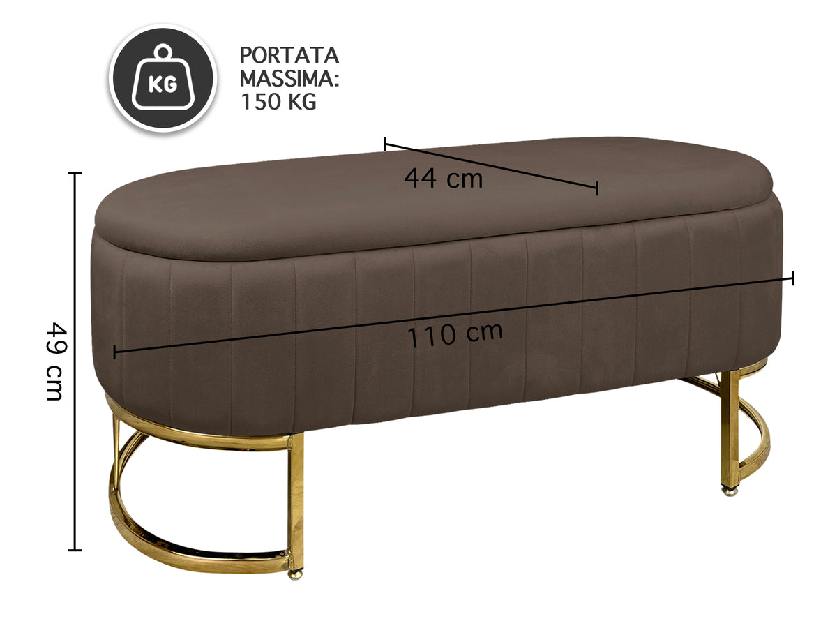 Panca Imbottita Divanetto In Velluto Contenitore Pouf PortaOggetti Panca Sgabello A Pie Di Letto Con Gambe In Metallo Dorato Cassapanca Ingresso Legno Massello Panchina