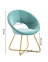 Poltrona Tonda Camera da Letto in Velluto Design Moderno,  con Gambe in Metallo Placcato Oro con Seduta Morbida Modello Grace