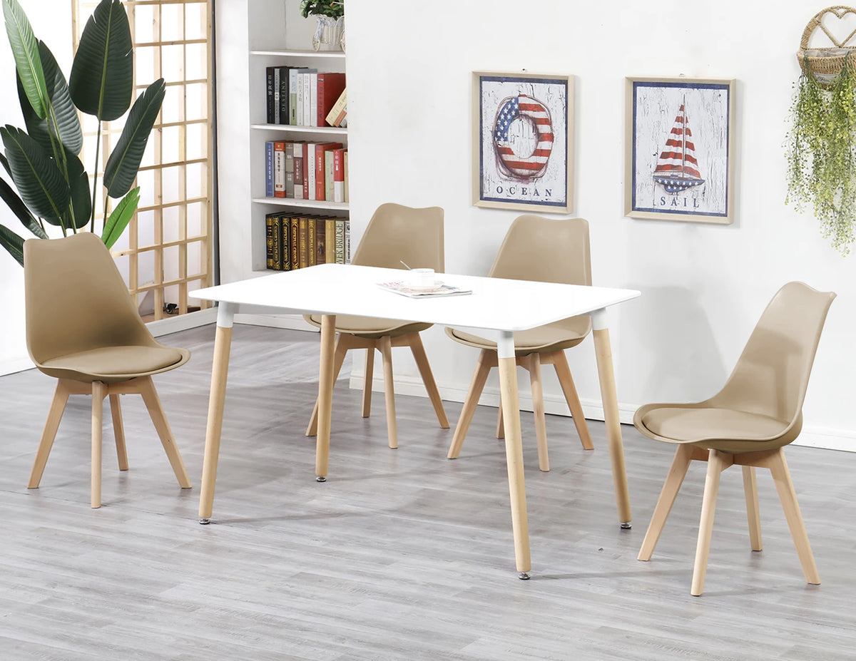 Set 4 Sedie Sala Da Pranzo Ufficio Con Gambe In Legno Di Faggio Schienale Ergonomico Seduta Imbottita In SimilPelle Sedia Cucina Soggiorno Sala Attesa Eleganti Moderne Robuste Solide