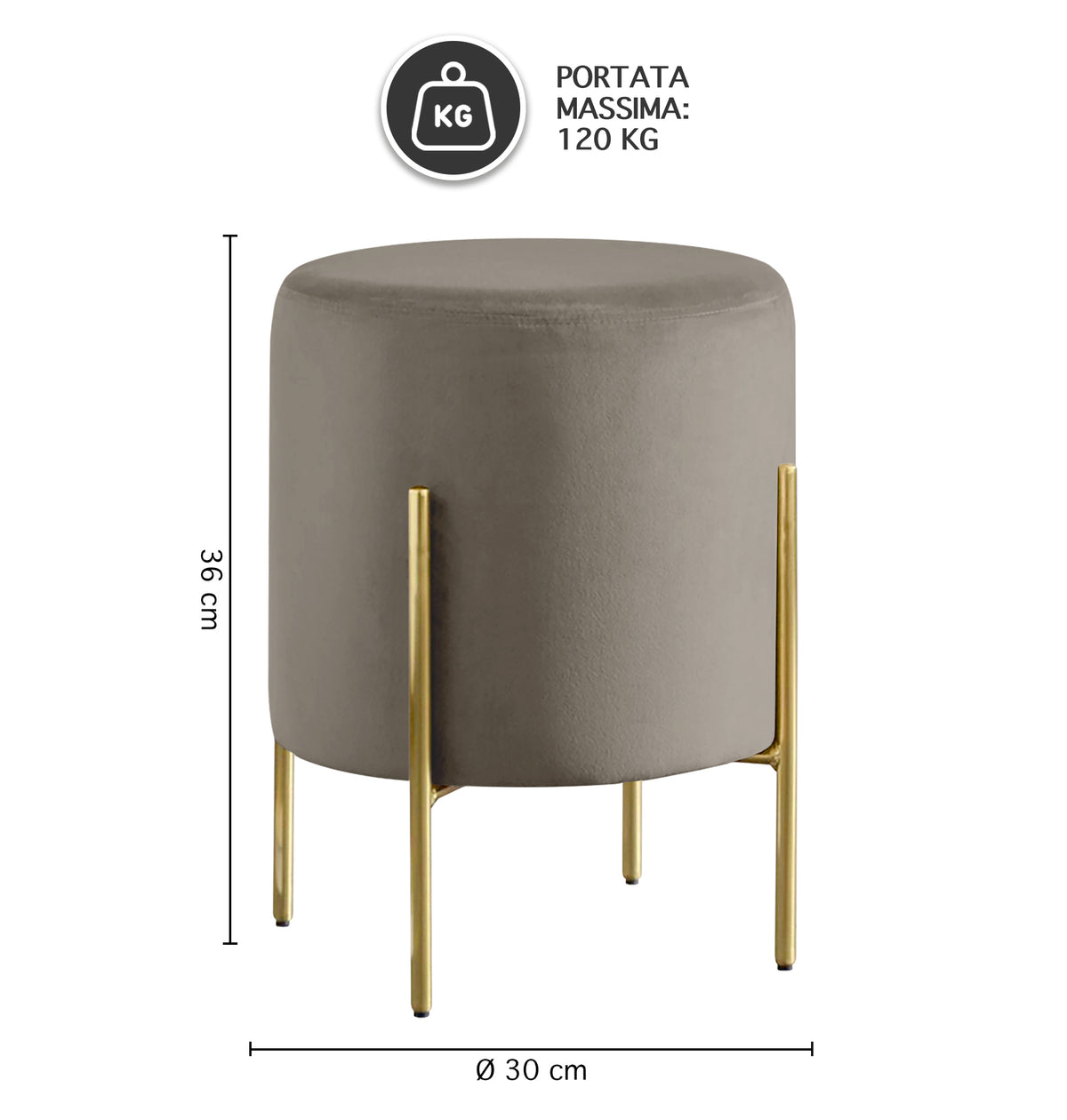 Pouf Poggiapiedi In Velluto Con Gambe Dorate Elegante Imbottito Sgabello Per Toeletta Mobile Trucco Ottomano Ingresso Tavolino Camera Da Letto Soggiorno Salotto Rotondo