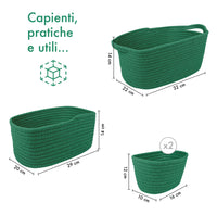 Set 4 Cestini Grandi In Corda Di Cotone Portaoggetti Moderni Tinta Unita Design Elegante Contenitori Impilabili Organizzazione Cestino Bagno Porta Lavette Accessori Stoccaggio