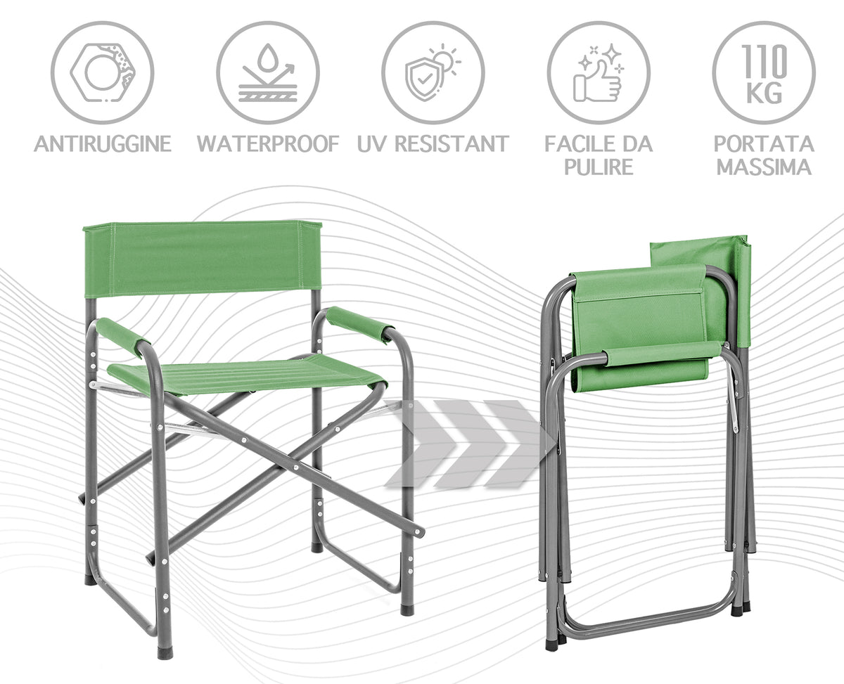 Sedia Sgabello Regista Poltrona Pieghevole In Alluminio Trasportabile Lavabile Leggera Lavabile  Uv Resistente Antiruggine