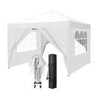 Gazebo 3 x 3 M Impermeabile Uv Resistente Con Pareti Laterali 2 Porte Con Cerniera E Finestre Pieghevole Struttura Acciaio