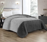 Trapunta Invernale In Tessuto Sherpa Flanellato Caldo Piumone In Morbida Microfibra Effetto Velluto Bicolore Coperta Flannel  Un Lato Tinta Unita Un Lato Fasciato