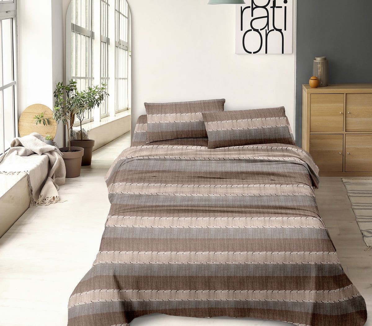 Completo Letto Lenzuola No Stiro Made in Italy In Microfibra, Set Letto traspirante